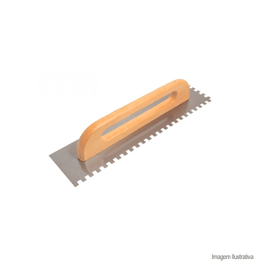 Desempenadeira de aço dentada com cabo de madeira de 10x10mm 48cm - cortag