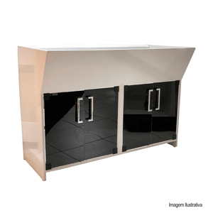 Gabinete pedra de ardosía sem tanque 120cm com vidro preto - venturi slate