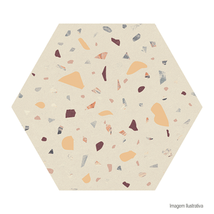 Porcelanato hexagonal confete wh mix natural 17,4x17,4cm - ceusa