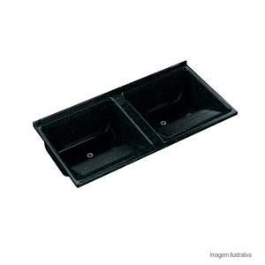 Tanque de mármore sintético duplo quadrado 124x62cm pedra escura ajr /ref:509408.