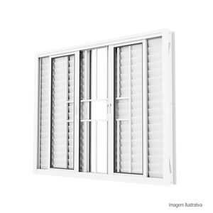Vaneziana de alumínio facility 6 folhas com grade 120x120cm branco - brasil esquadrias