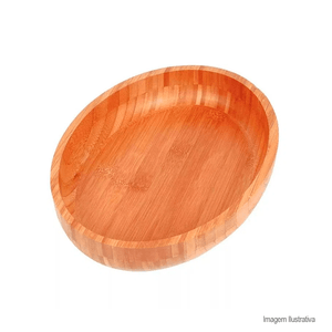 Gamela de bamboo oval para churrasco 33x23cm  mor /ref:3362.