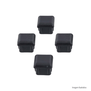 Ponteira para pés de móveis quadrada interna de polietileno 25x25mm preta com 04 un - bemfixa