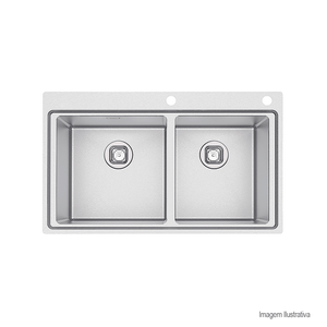 Cuba de sobrepor com 2 cubas inox smooth 86x52 - tramontina