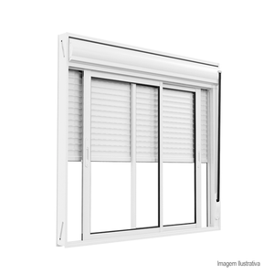 Veneziana de alumínio premium integrada 2 folha móveis manual 120x120cm branca - brasil esquadrias