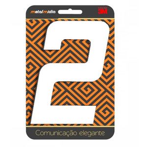 Numero para residêcia arial n.2 125mm branco - metalmidia