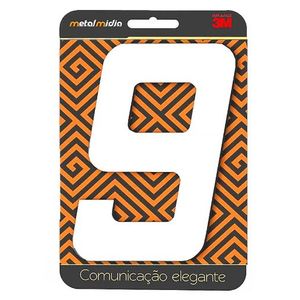 Numero para residêcia arial n.9 125mm branco - metalmidia