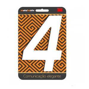 Numero para residêcia arial n.4 125mm branco - metalmidia