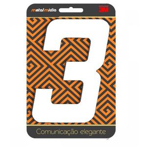 Numero para residêcia arial n.3 125mm branco - metalmidia