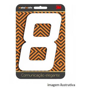 Numero para residência n.8 130mm branco - metalmidia