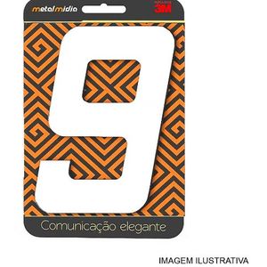 Numero para residência n.9 130mm branco - metalmidia