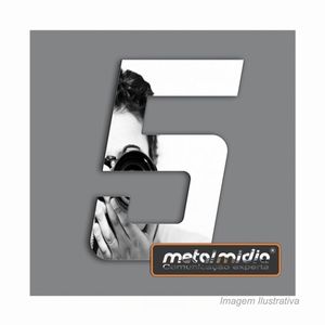 Numero para residência espelhado n.5 130mm prata - metalmidia
