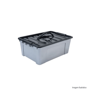 Container organizador plástico 12,4 litros n°2 cinza plasnew.