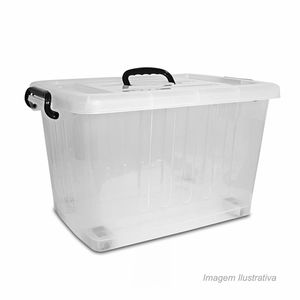 Container organizador plástico 54,5 litros n°5 transparente com rodízio - plasnew