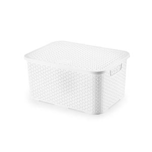 Caixa organizadora mosaico com tampa 8,5lt branco - arthi