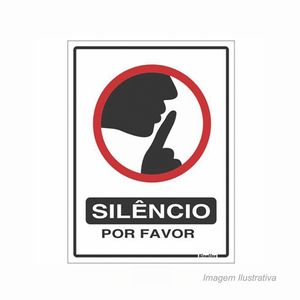 Placa em poliestireno de identificação silêncio por favor 15x20cm - sinalize