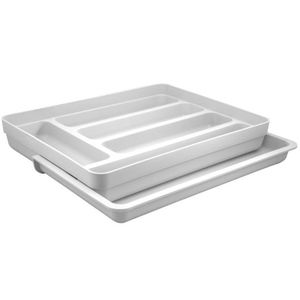 Organizador de talheres com extensor branco - ou plásticos