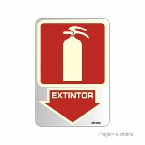 Placa fotoluminescente de alumínio de identificação de extintor 16x23cm - sinalize
