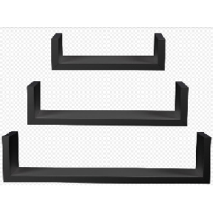 Kit prateleira decorare u 3 peças preto - prat-k