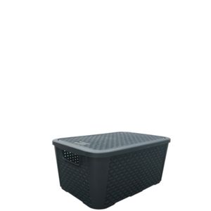 Caixa organizadora rattan 17 litros n°3 preta - plasnew