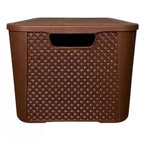 Caixa organizadora rattan 42 litros n°4 café - plasnew