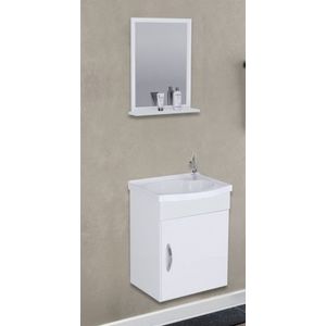 Kit balcão siena com lavatório e espelheira 39cm suspenso branco - ajr