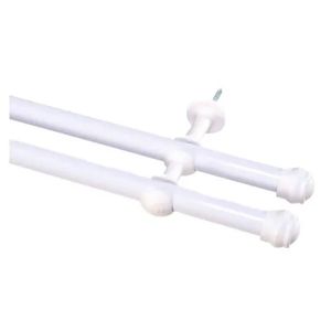 Kit varão médio duplo de aço 1,9x200cm branco torre forte / ref. k19.dbr.200m