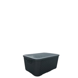 Caixa organizadora rattan 8,8 litros n°2 preto - plasnew