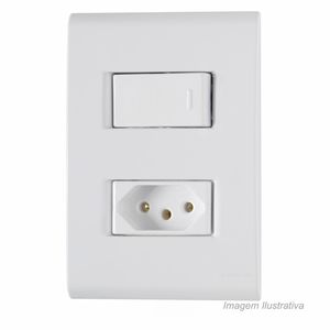 Conjunto com 1 interruptor e 1 tomada liz 10a branco - branco