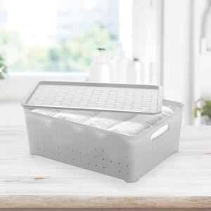 Caixa organizadora quadriculada com tampa 13lt branco - arthi
