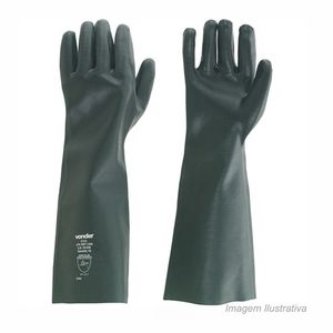 Luva pvc lisa com forro 45 cm verde - vonder