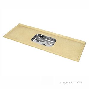 Pia de granito sintético inox 120x54cm marrom imperial - decoralita