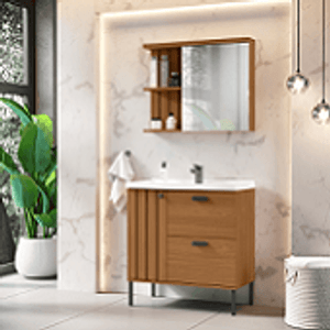 Kit para banheiro porto belo 80cm com pés freijo balcony / ref.623fr