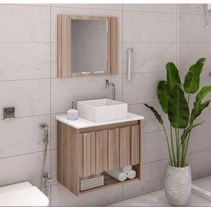 Kit treviso suspenso com pia quinto 63cm nogal - ajr