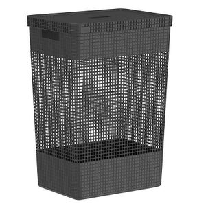 Cesto de roupas grid com tampa 49 litros preto - ou