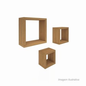Kit 3 cubos decorativos para parede cedro - maderin