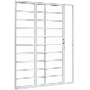 Porta de alumínio premium de correr horizontal esquerda 2 folhas 215x160cm branca - brasil esquadrias