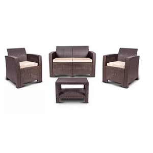 CONJ. RATTAN 2P-1S-1M marrom