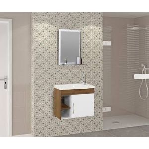 Kit balcão turim suspenso 2 nichos nogal 55,5cm - ajr