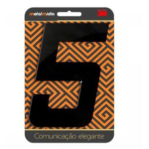 Numero para residência espelhado n.5 180mm preto - metalmidia