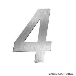 Numero para residência espelhado n.4 180mm prata escovada - metalmidia