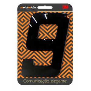 Numero para residência espelhado n.9 130mm preto - metalmidia