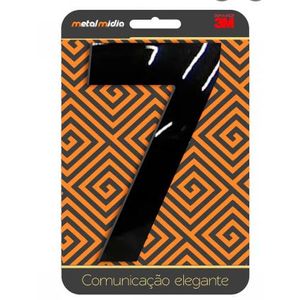 Numero para residência espelhado n.7 130mm preto - metalmidia