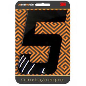 Numero para residência espelhado n.5 130mm preto - metalmidia