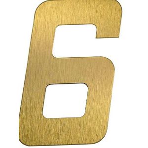 Numero para residêcia arial espelhado n.6 125mm ouro escuro - metalmidia