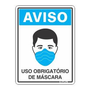 Placa em poliestireno de identificação de uso obrigatório de máscara 15x20cm - sinalize