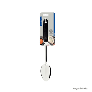 Colher para servir utilitá em aço inox com cabo preto tramontina /ref:25654/100.
