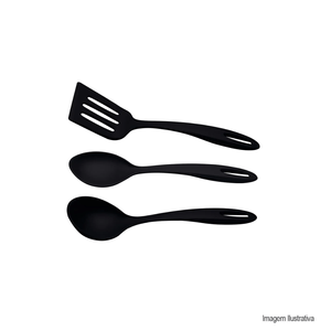 Jogo de utensílios ability nylon 3 peças preto tramontina /ref:25199011.