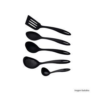 Jogo de utensílios ability em nylon 5 peças preto tramontina /ref:25199007.