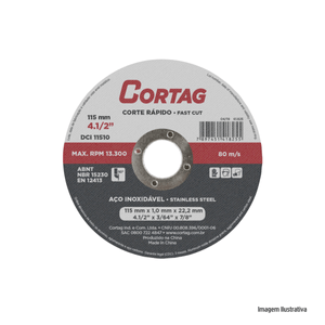 Disco  corte fino ferro 115x1mm cortag /ref:61.825